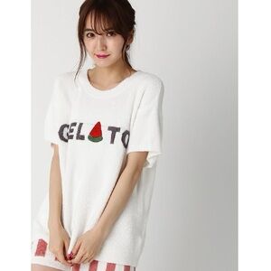 Gelato Pique Fluffy Ivory Sweatshirt Shirt  
Watermelon Japan Comfy Soft Plush L